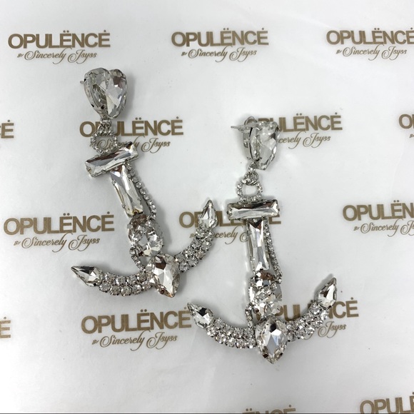 Jumbo Anchor Rhinestone Earrings - Picture 6 of 7